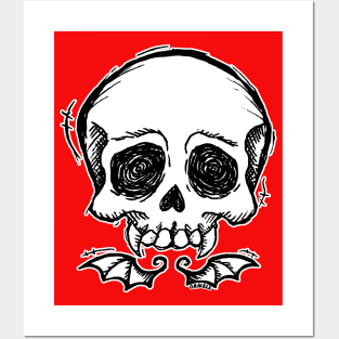 Scribbly Vampire Skull Posters and Art